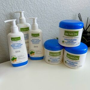 Remedy Moisturizing Body Lotion and Cream Set - Blue and White